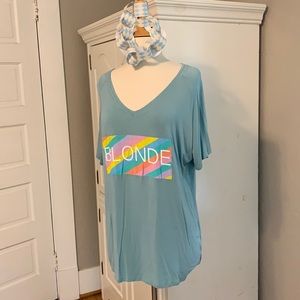 Judith March Rainbow Blonde S Tee Shirt Top Flow Boho Hippie Festival Retro 70’s